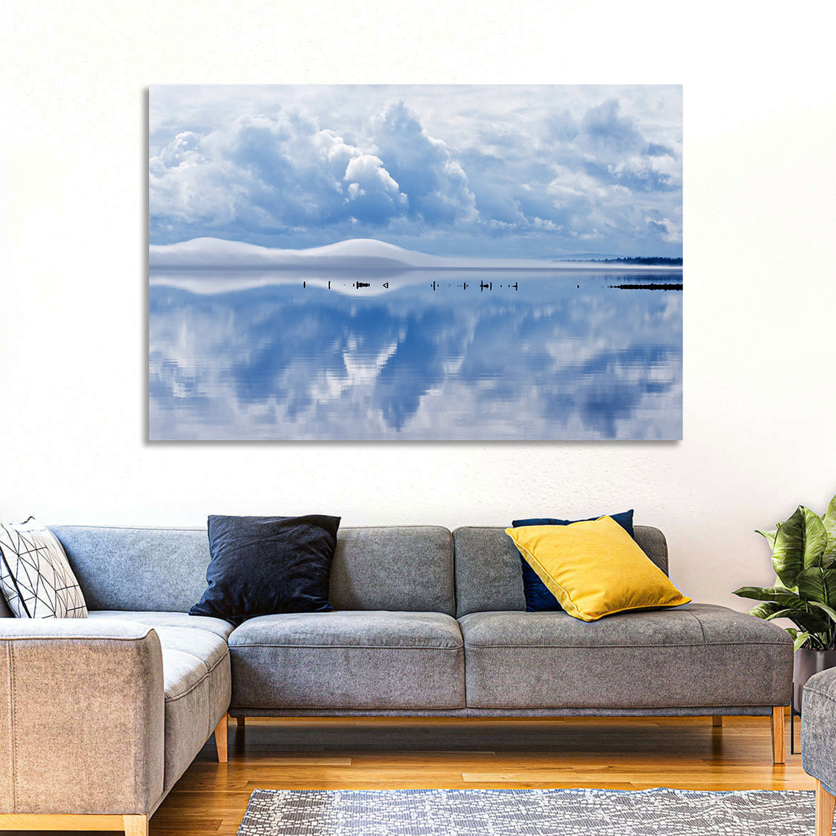 Siljan Lake Mist Reflection Wall Art