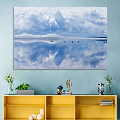 Siljan Lake Mist Reflection Wall Art