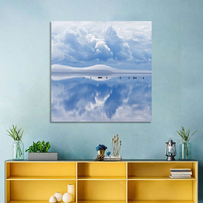 Siljan Lake Mist Reflection Wall Art