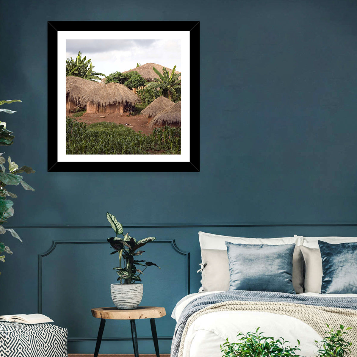 Thatched Roof Huts Wall Art in a room, landscape