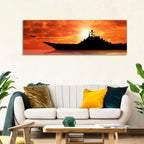 Sunset Aircraft Carrier Silhouette Wall Art