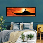 Sunset Aircraft Carrier Silhouette Wall Art