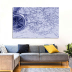 Aegean Nautical Map with Compass Wall Art
