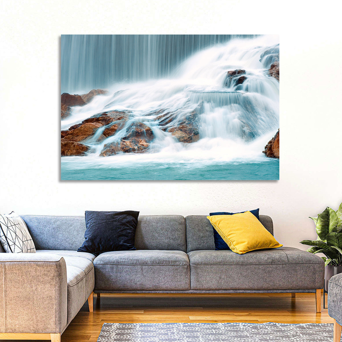 Ningbo Cascading Waterfall Wall Art in a room, landscape