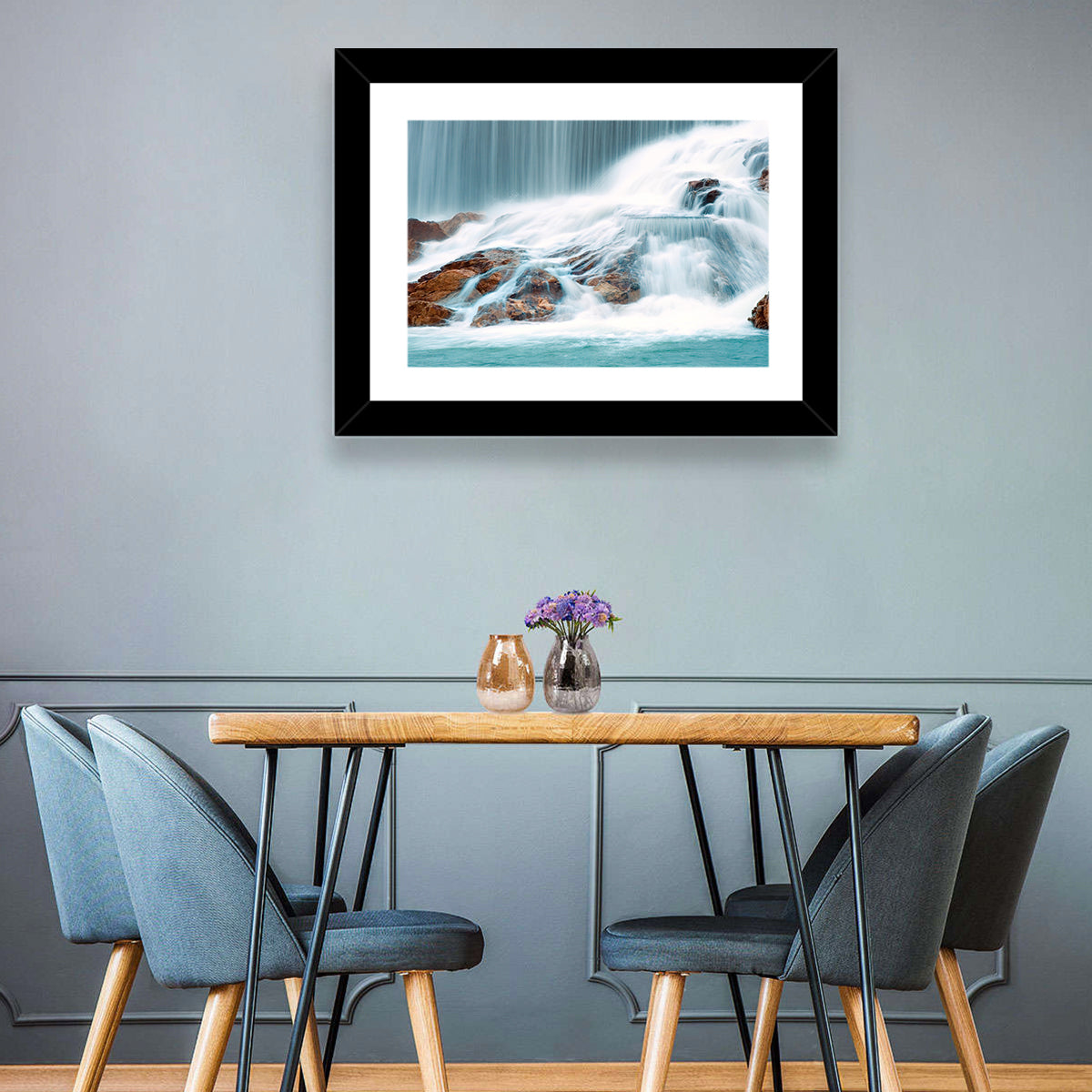 Ningbo Cascading Waterfall Wall Art in a room, landscape