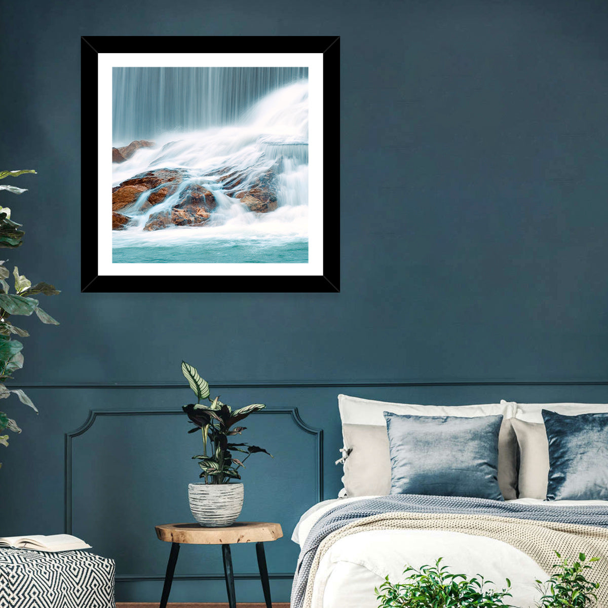 Ningbo Cascading Waterfall Wall Art in a room, landscape