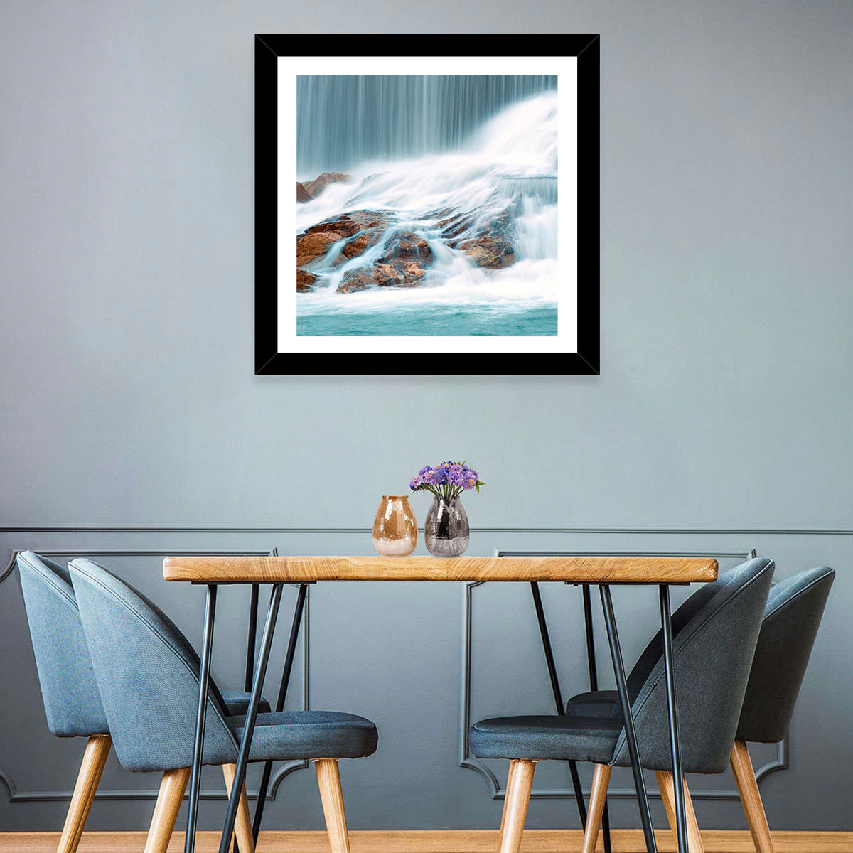 Ningbo Cascading Waterfall Wall Art in a room, landscape