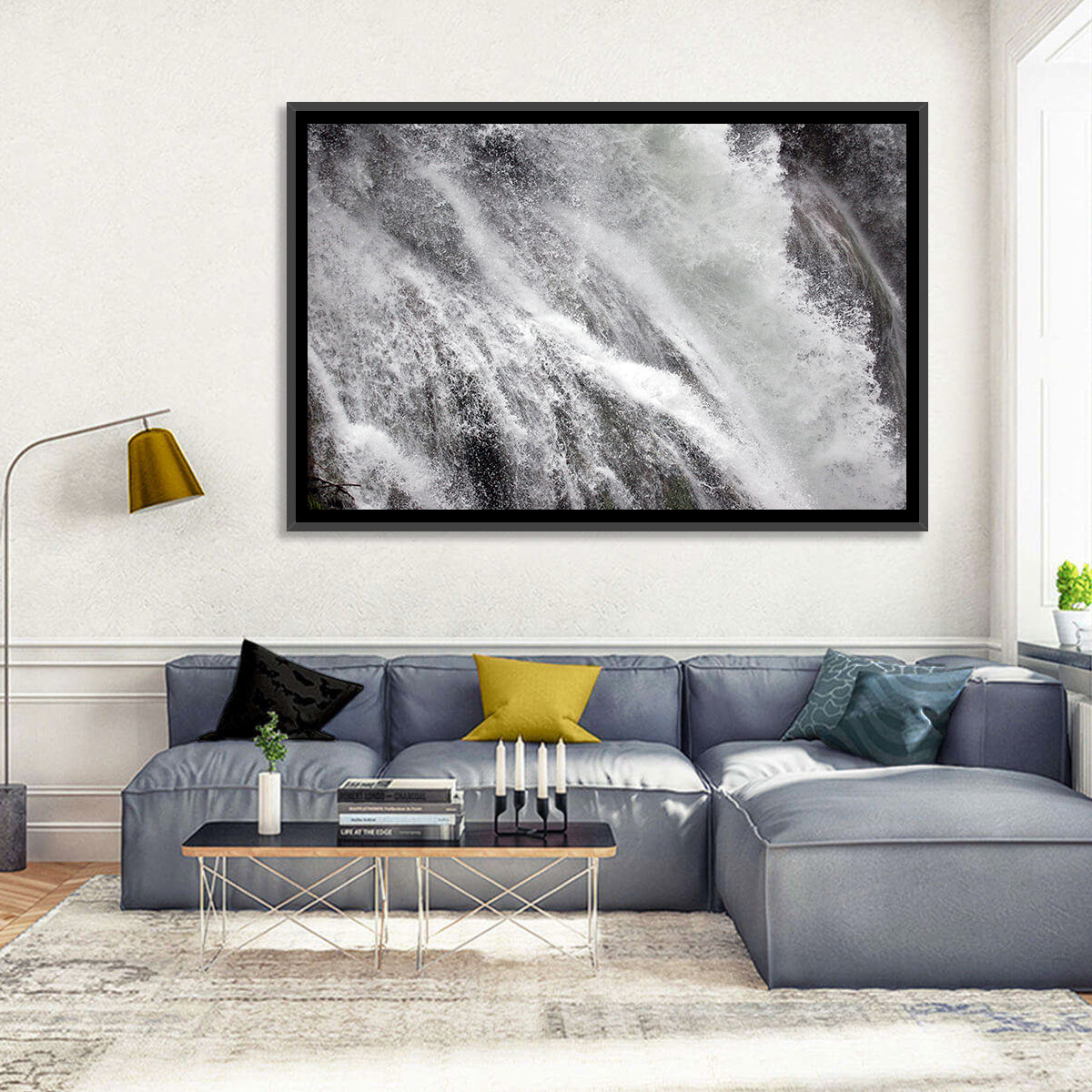 Marmore Waterfall in Motion Wall Art in a room, landscape