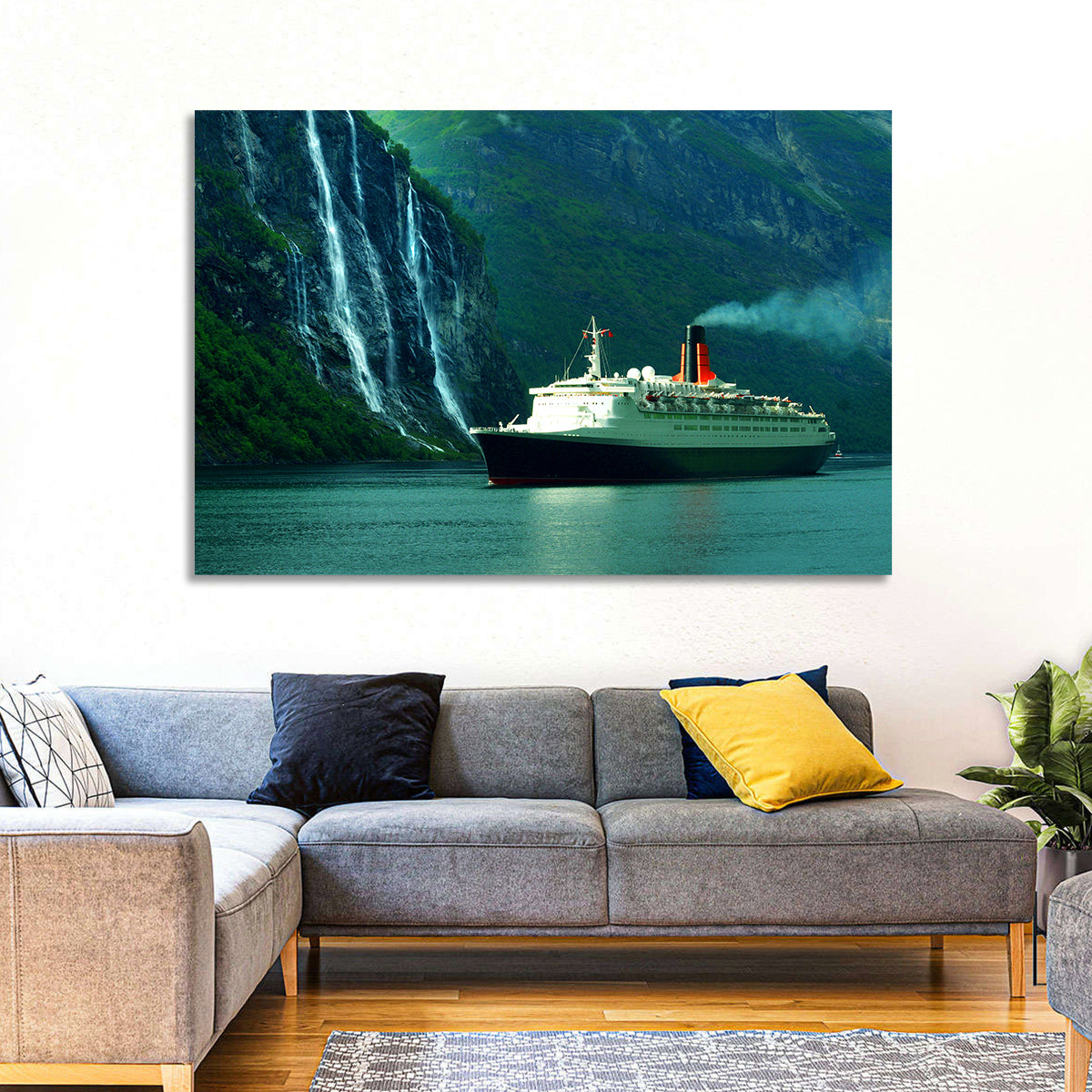 Cruise Ship at Geiranger Fjord Wall Art