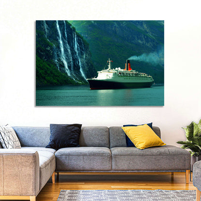 Cruise Ship at Geiranger Fjord Wall Art