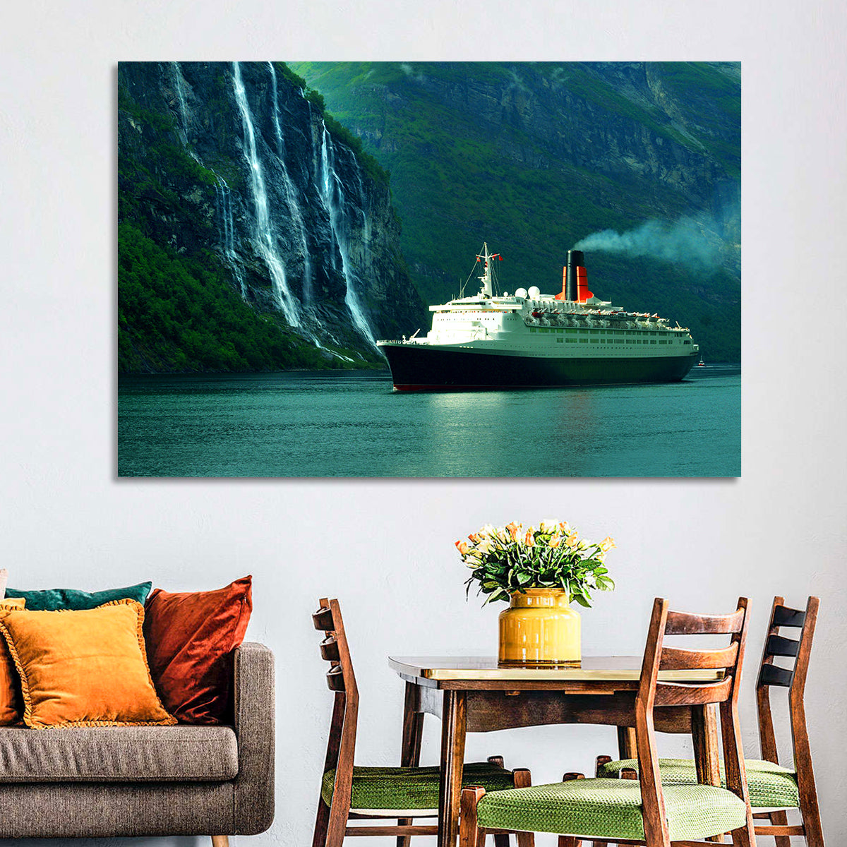 Cruise Ship at Geiranger Fjord Wall Art