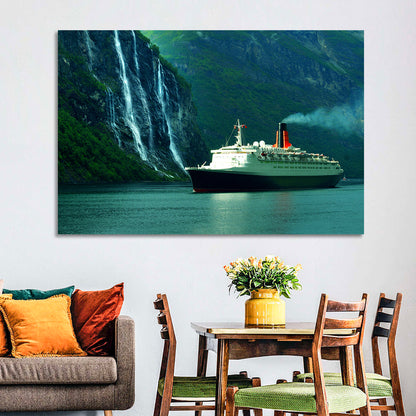 Cruise Ship at Geiranger Fjord Wall Art