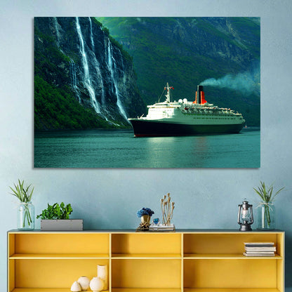 Cruise Ship at Geiranger Fjord Wall Art