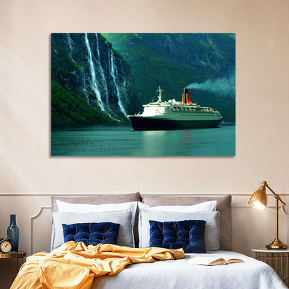 Cruise Ship at Geiranger Fjord Wall Art