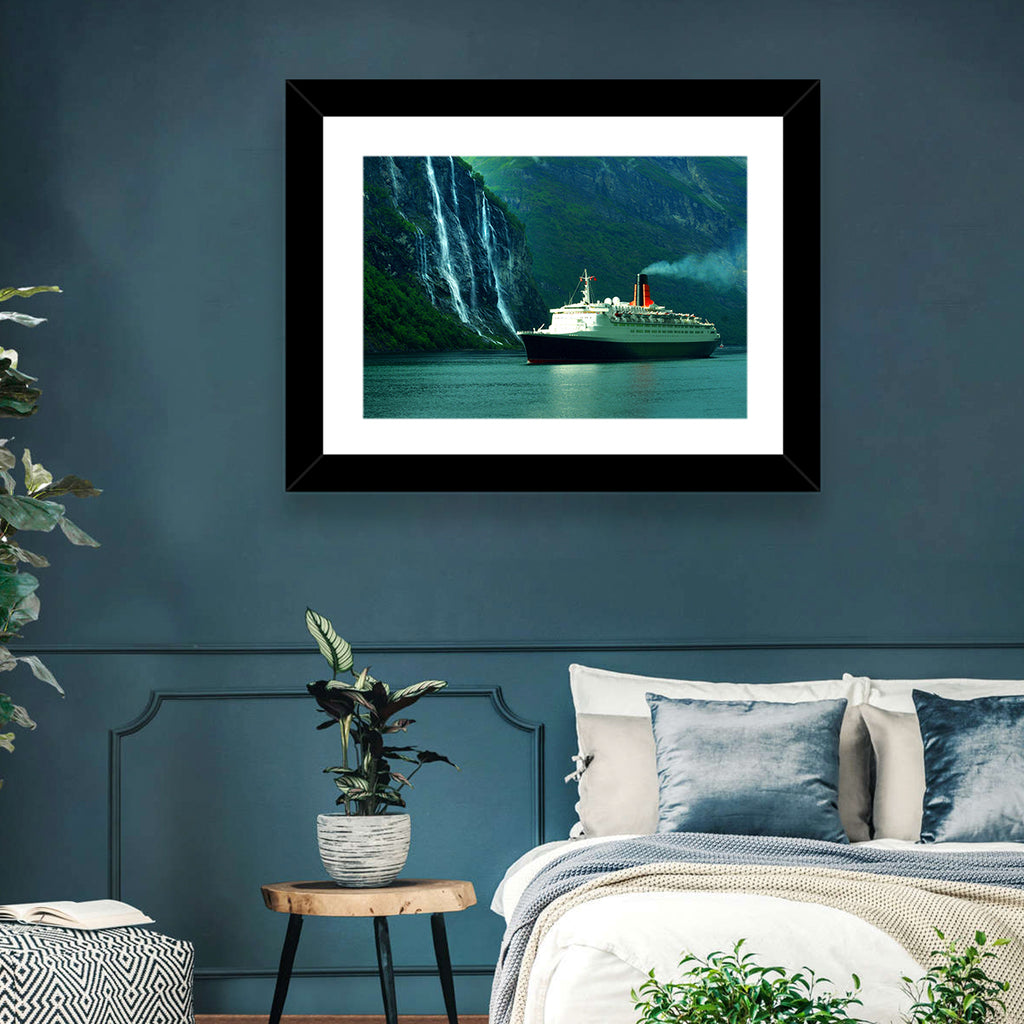 Cruise Ship at Geiranger Fjord Wall Art