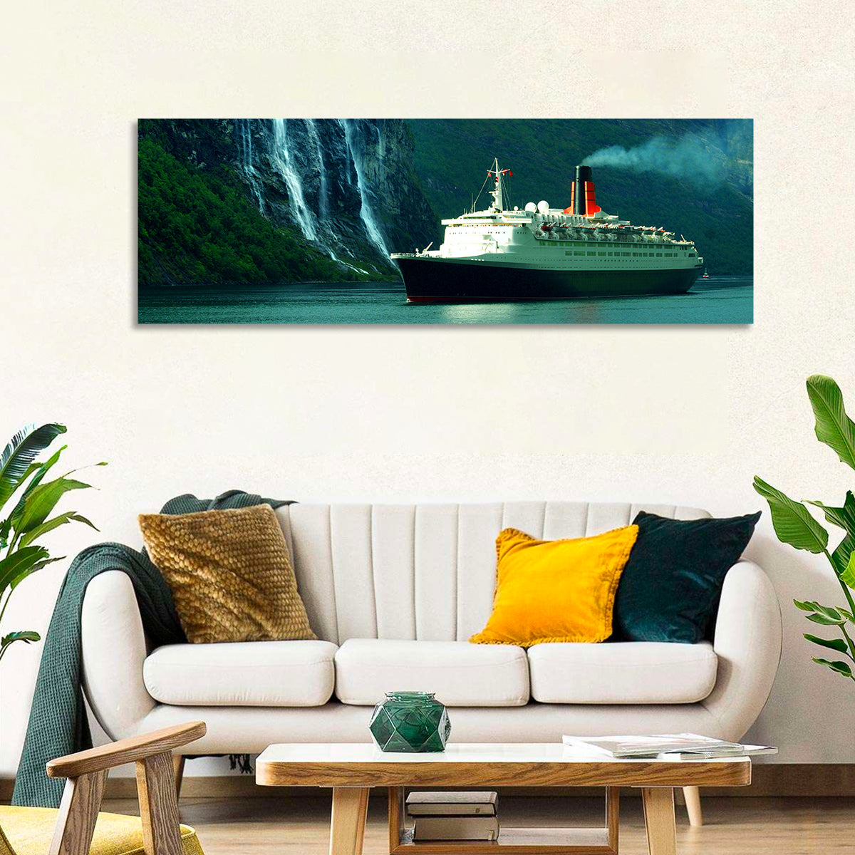 Cruise Ship at Geiranger Fjord Wall Art