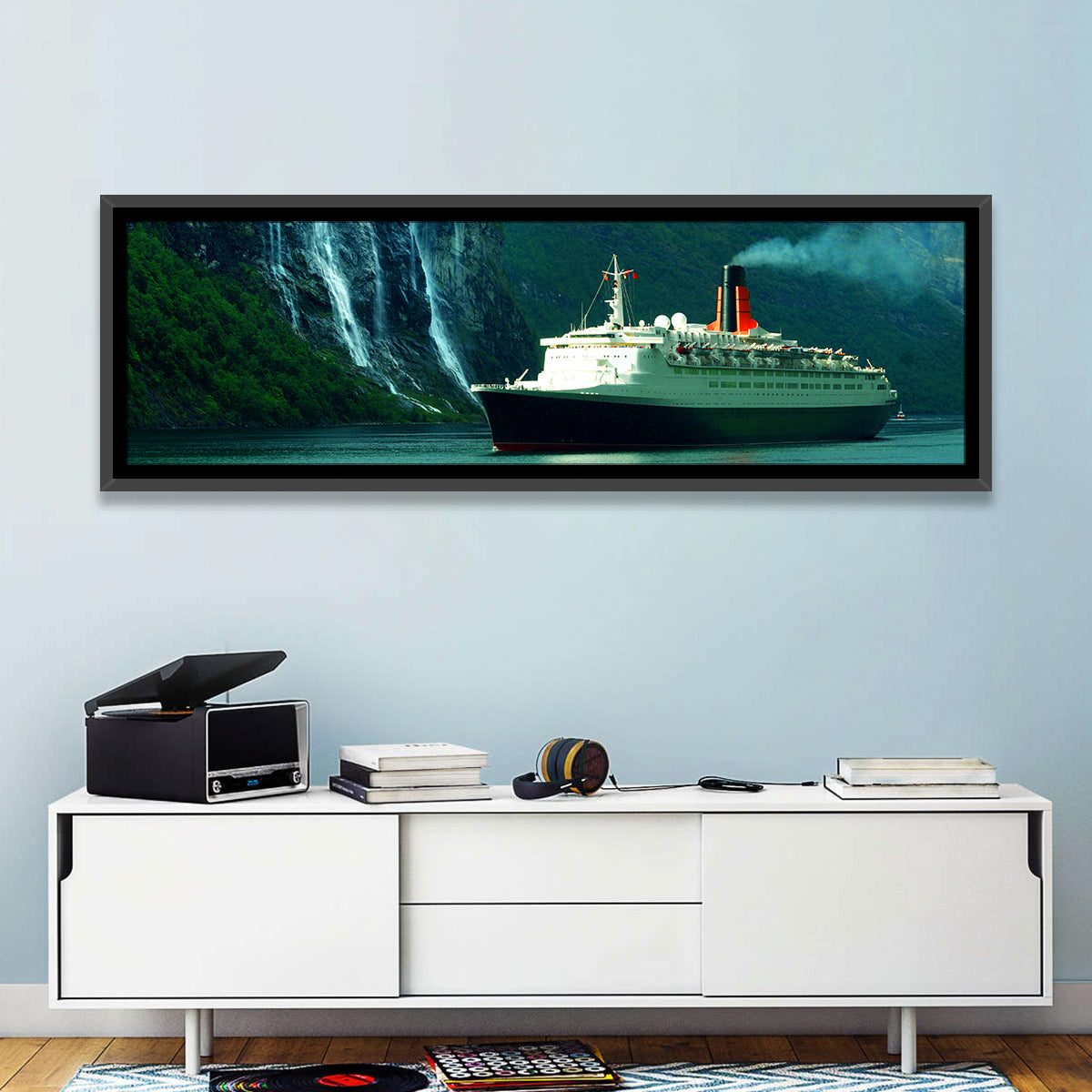 Cruise Ship at Geiranger Fjord Wall Art