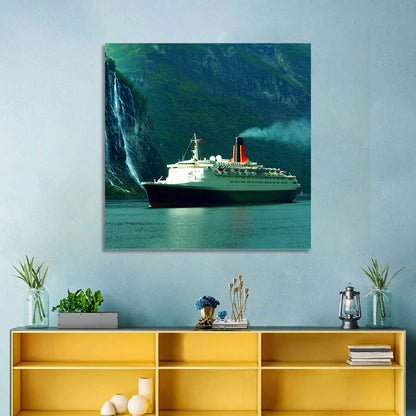 Cruise Ship at Geiranger Fjord Wall Art