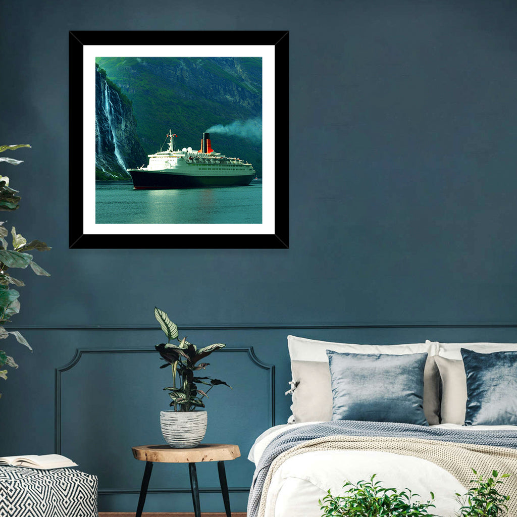 Cruise Ship at Geiranger Fjord Wall Art