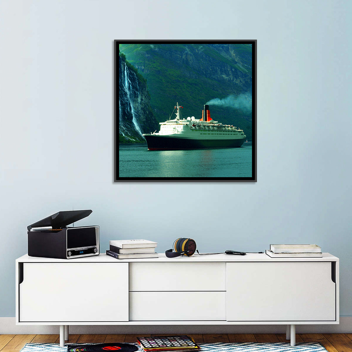 Cruise Ship at Geiranger Fjord Wall Art
