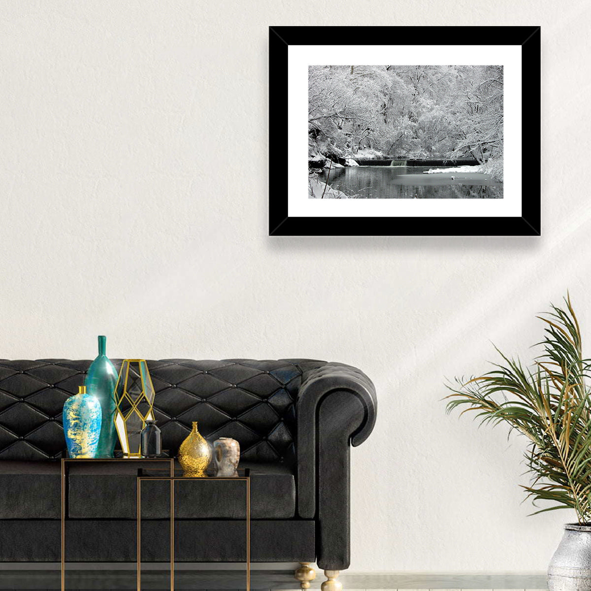 Fairmount Park Winter Spillway Wall Art in a room, landscape