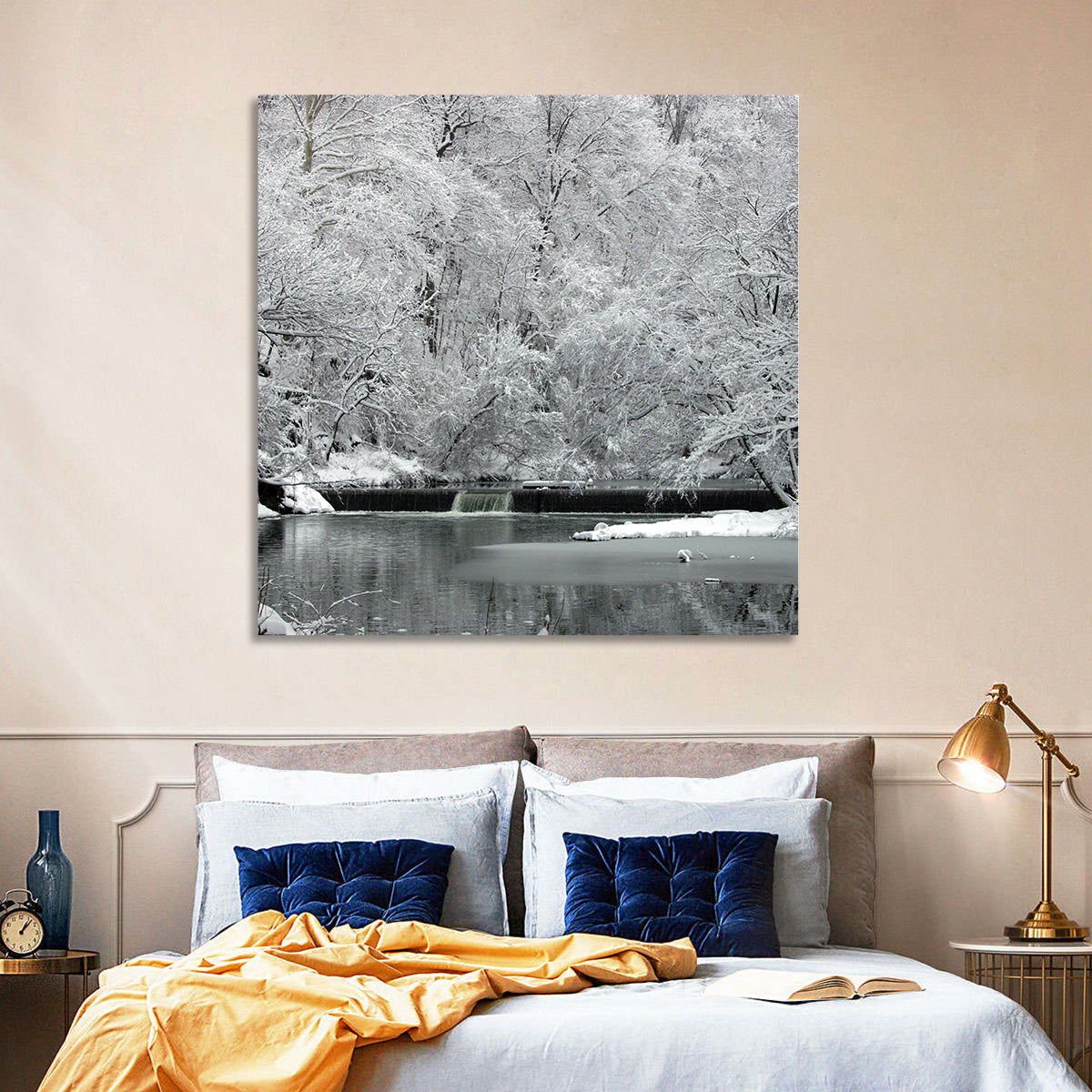 Fairmount Park Winter Spillway Wall Art in a room, landscape
