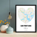 Boston First Kiss Map Canvas Wall Art