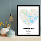 Boston First Kiss Map Canvas Wall Art