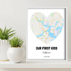 Boston First Kiss Map Canvas Wall Art