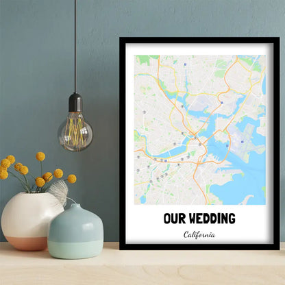 Our Wedding Boston Map Canvas Wall Art