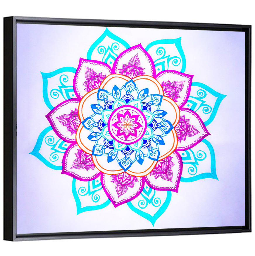 Vibrant Hand-drawn Mandala Flower Pattern Wall Art