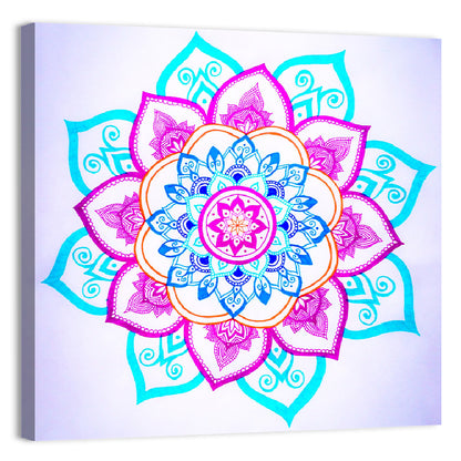 Vibrant Hand-drawn Mandala Flower Pattern Wall Art