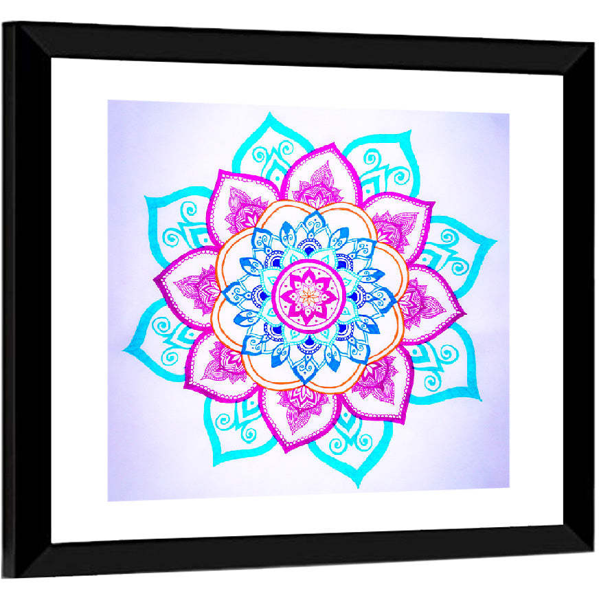 Vibrant Hand-drawn Mandala Flower Pattern Wall Art