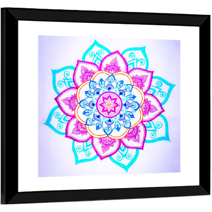 Vibrant Hand-drawn Mandala Flower Pattern Wall Art