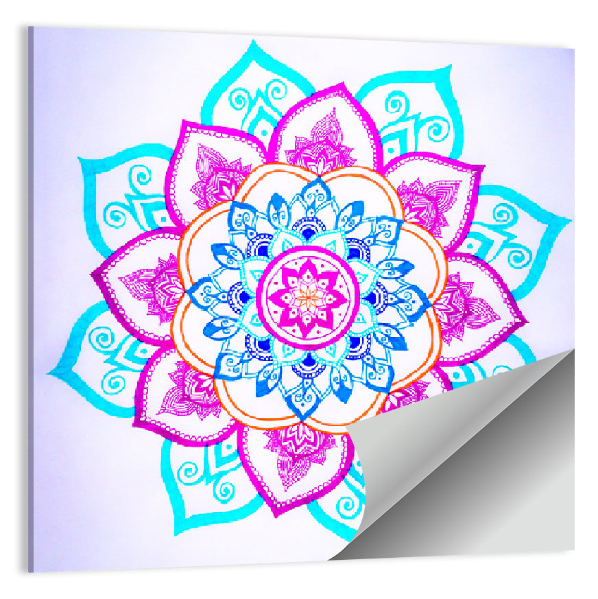 Vibrant Hand-drawn Mandala Flower Pattern Wall Art