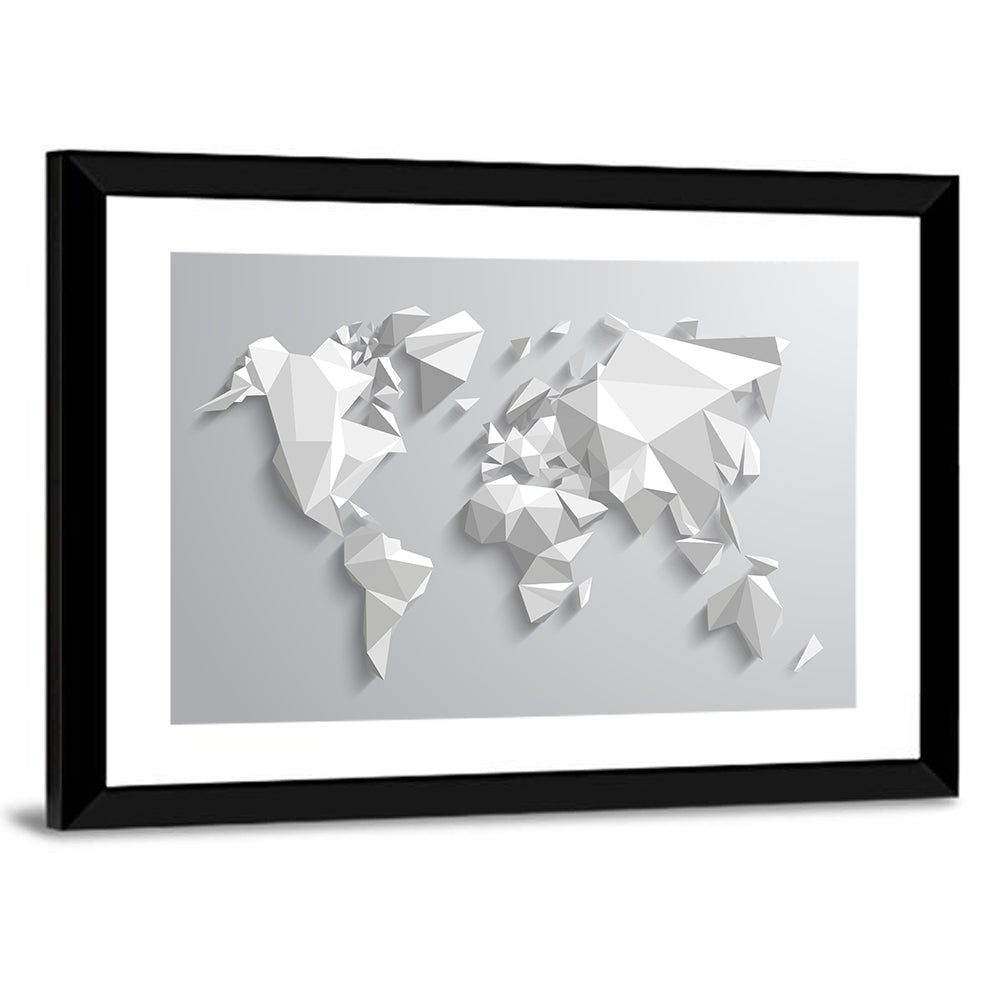 Faceted Triangular World Map Wall Art