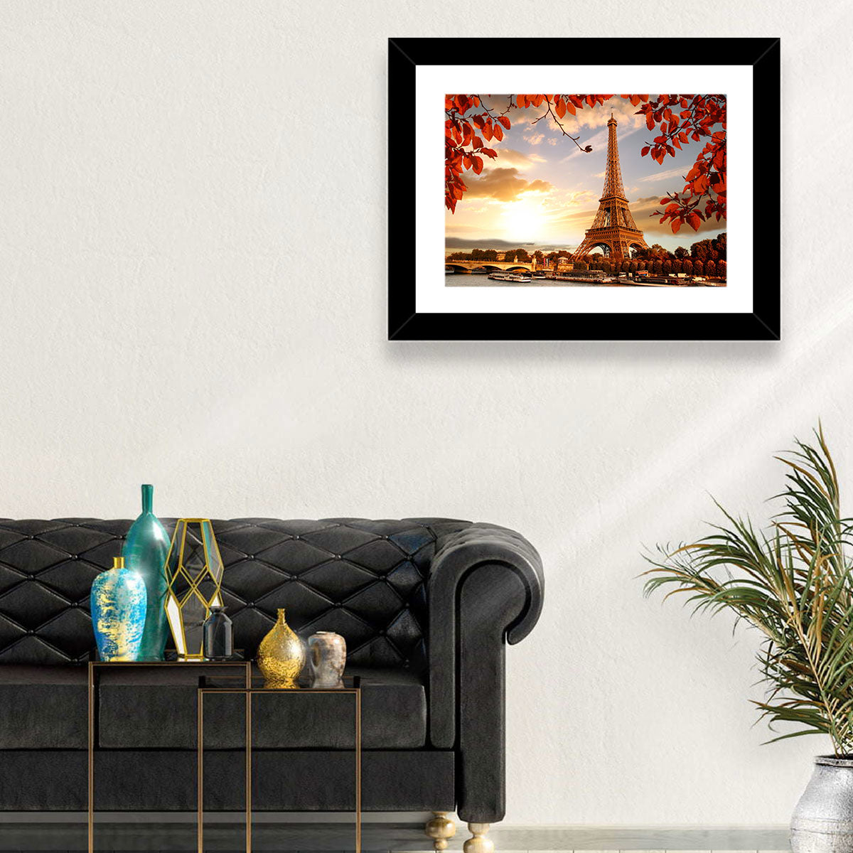 Eiffel Tower at Golden Hour Wall Art in a room, landscape