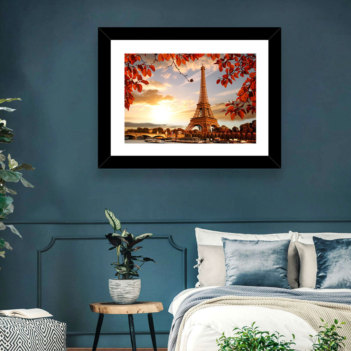 Eiffel Tower at Golden Hour Wall Art in a room, landscape