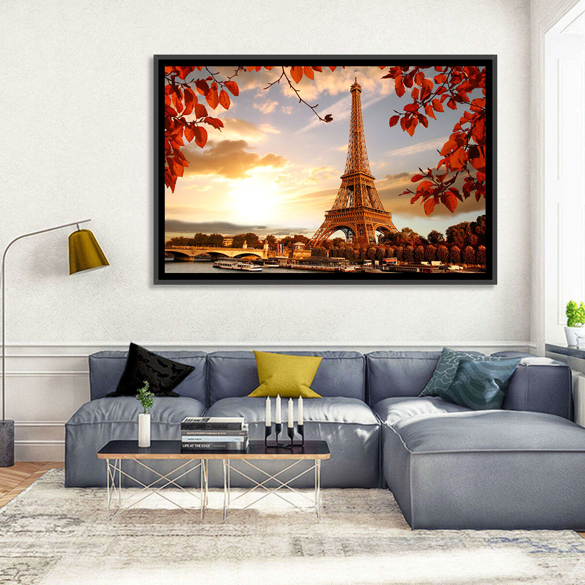 Eiffel Tower at Golden Hour Wall Art in a room, landscape