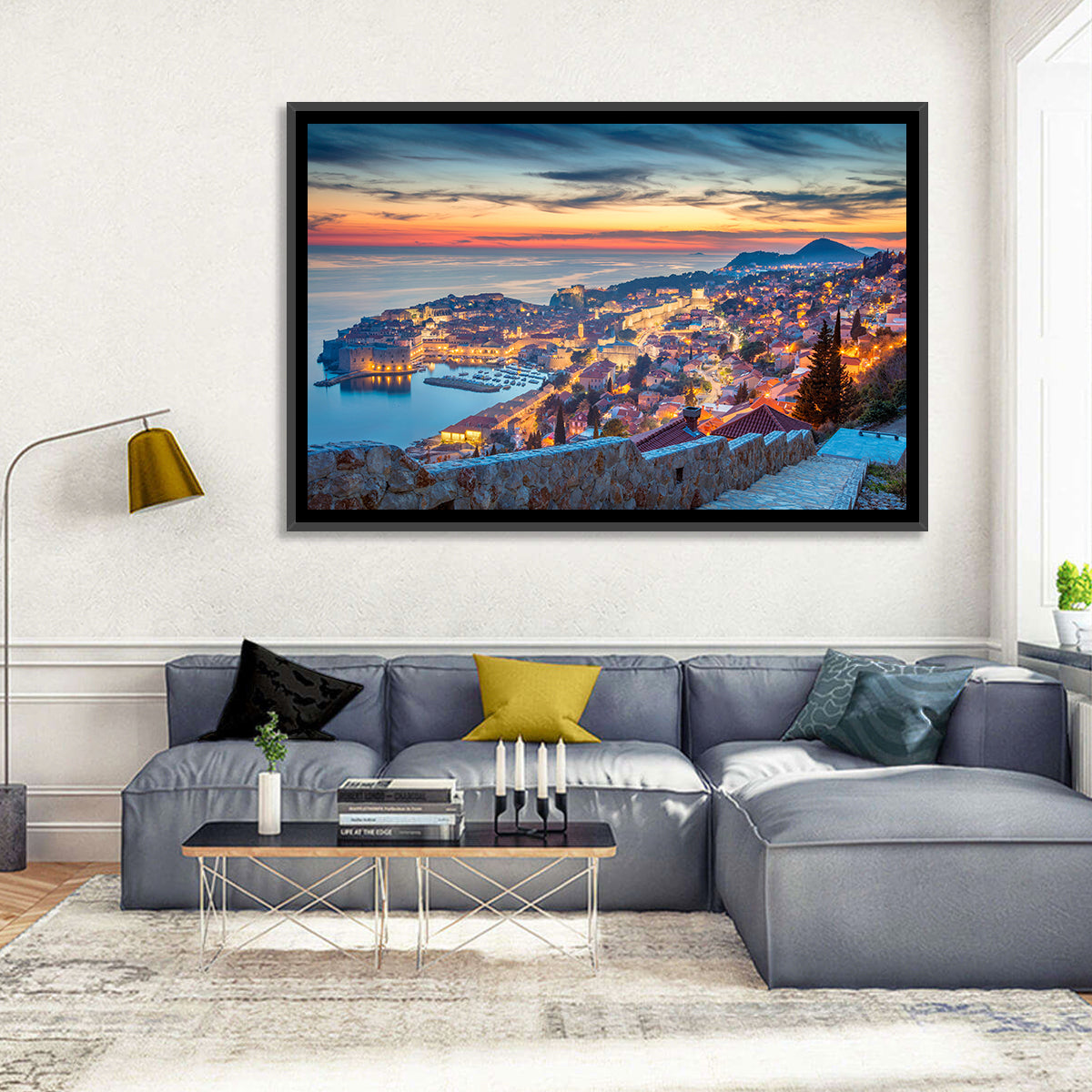 Old Town Dubrovnik at Dusk Wall Art in a room, landscape