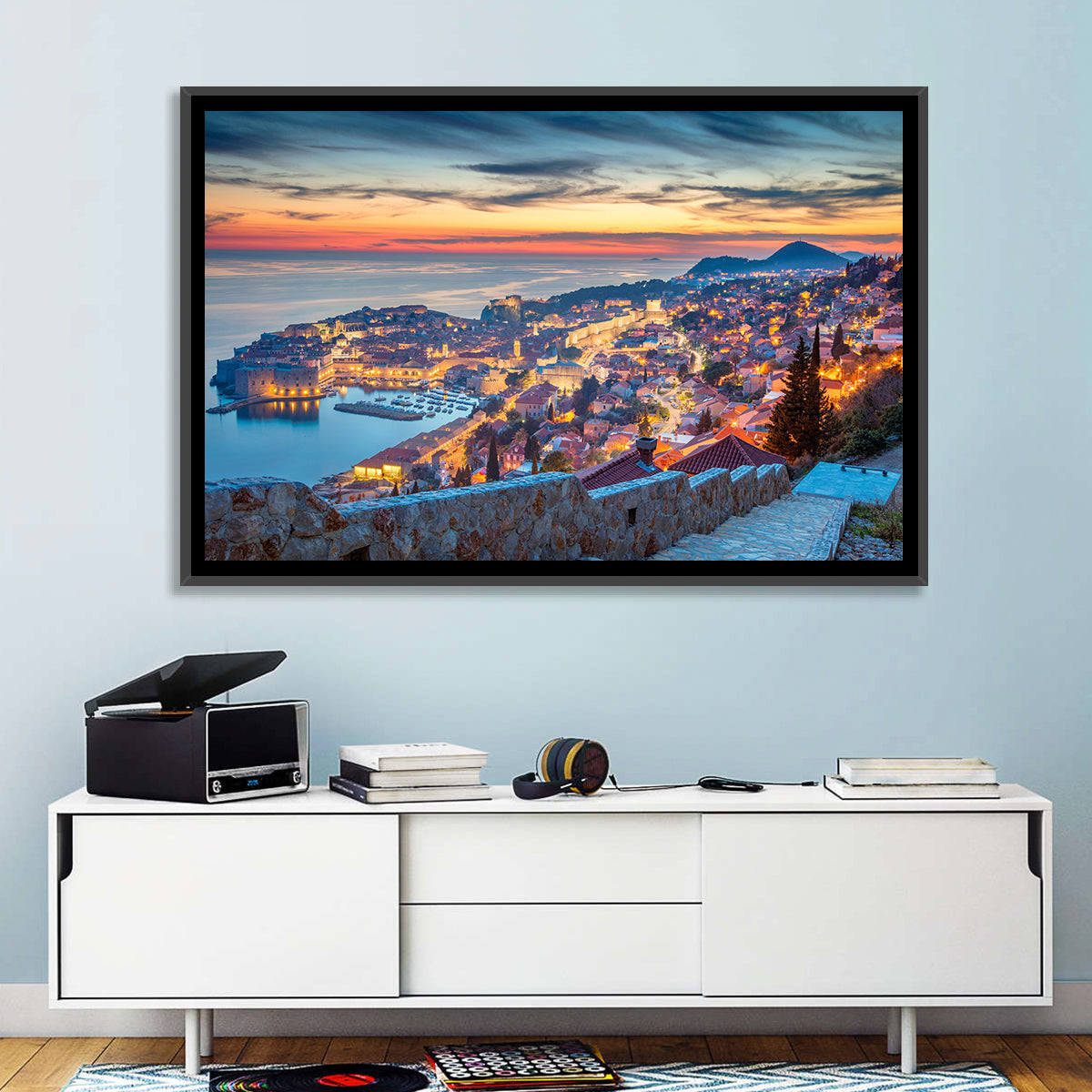 Old Town Dubrovnik at Dusk Wall Art in a room, landscape