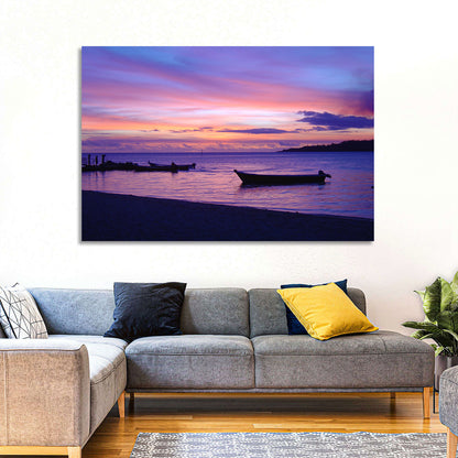 Malolo Island Sunset with Moored Boats Wall Art