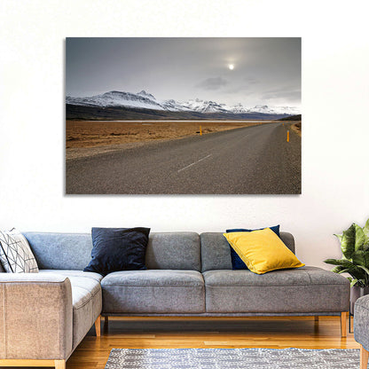 Icelandic Road to Snow-capped Mountains Wall Art