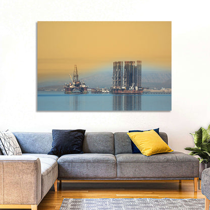 Baku Oil Rigs at Dusk Wall Art