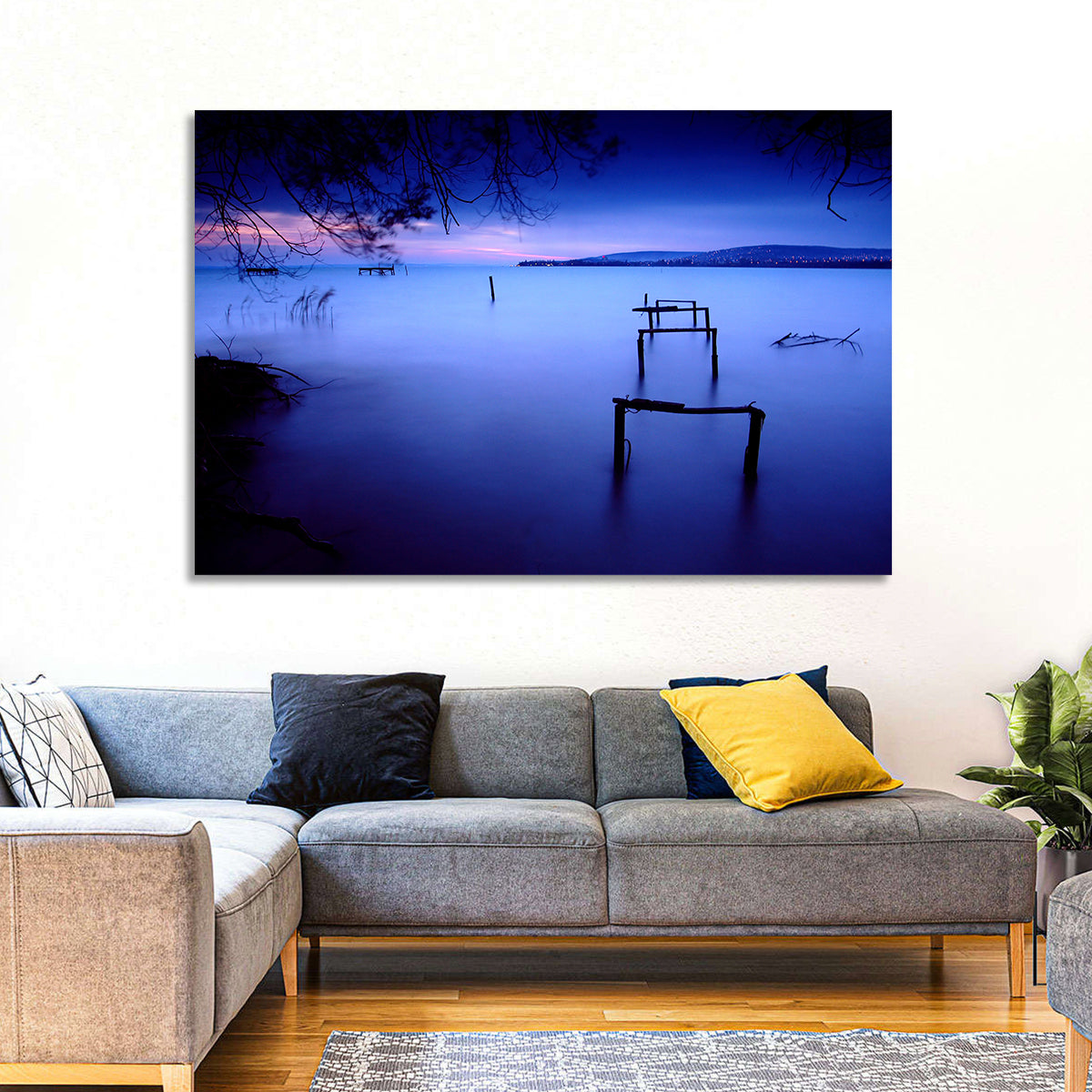 Lake Balaton at Twilight Wall Art in a room, landscape
