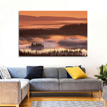 Lapland Sunrise Over Misty Lake Wall Art