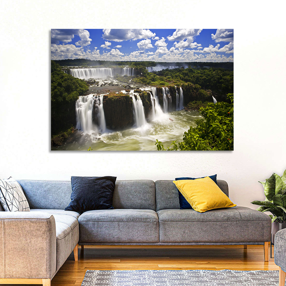 Iguazu Falls River View Wall Art in a room, landscape