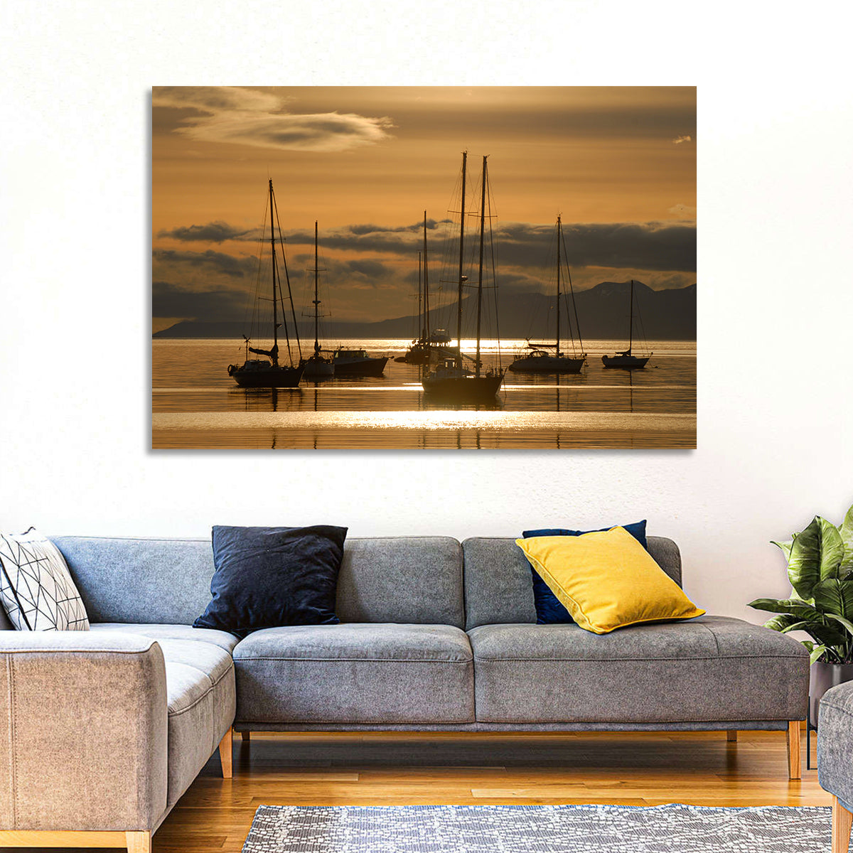 Sailboats at Sunrise Wall Art