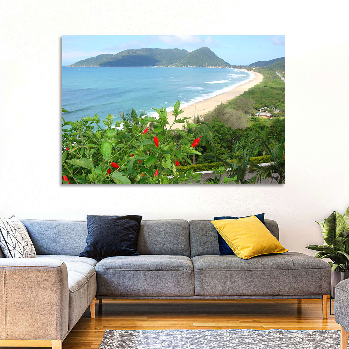 Armacao Beach Scene Wall Art in a room, landscape