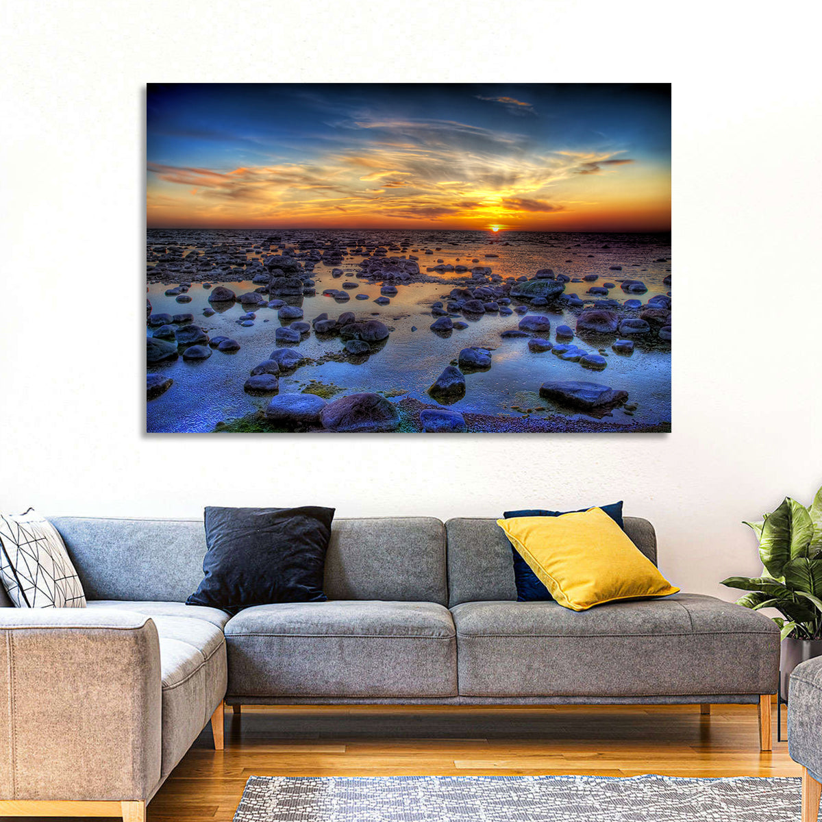 Sea Stones Sunset Wall Art